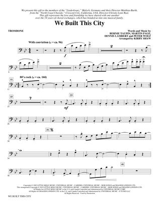 Book cover for We Built This City (arr. Kirby Shaw) - Trombone
