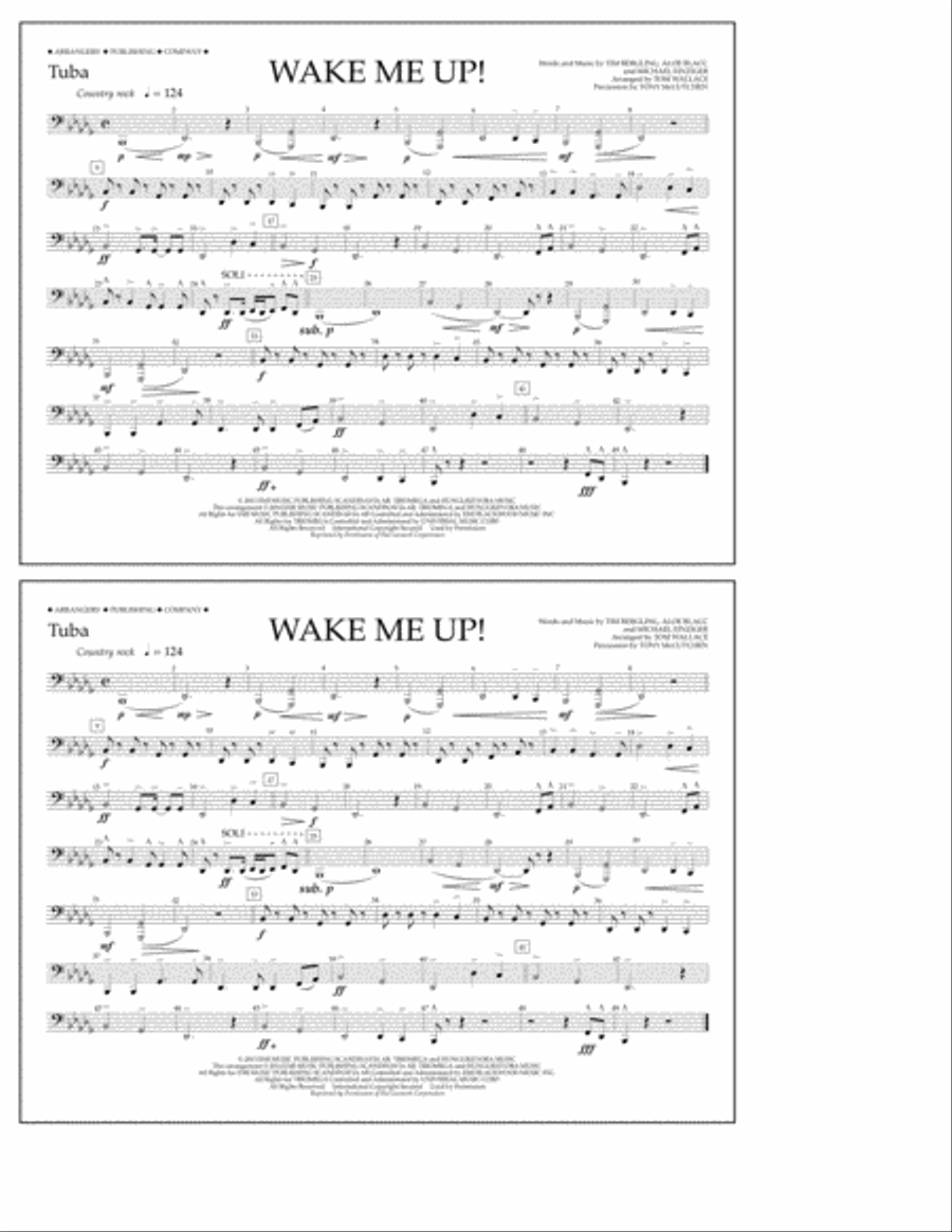 Wake Me Up! - Tuba Marching Band scores gallery preview page 1