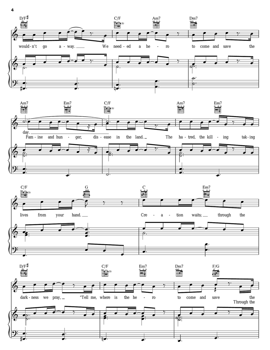 Hero Piano, Vocal, Guitar scores gallery preview page 4