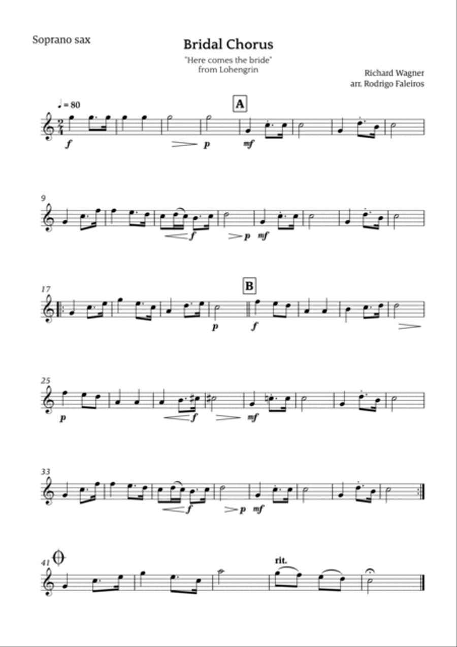 Bridal Chorus (Here Comes The Bride) Saxophone Quartet scores gallery preview page 4