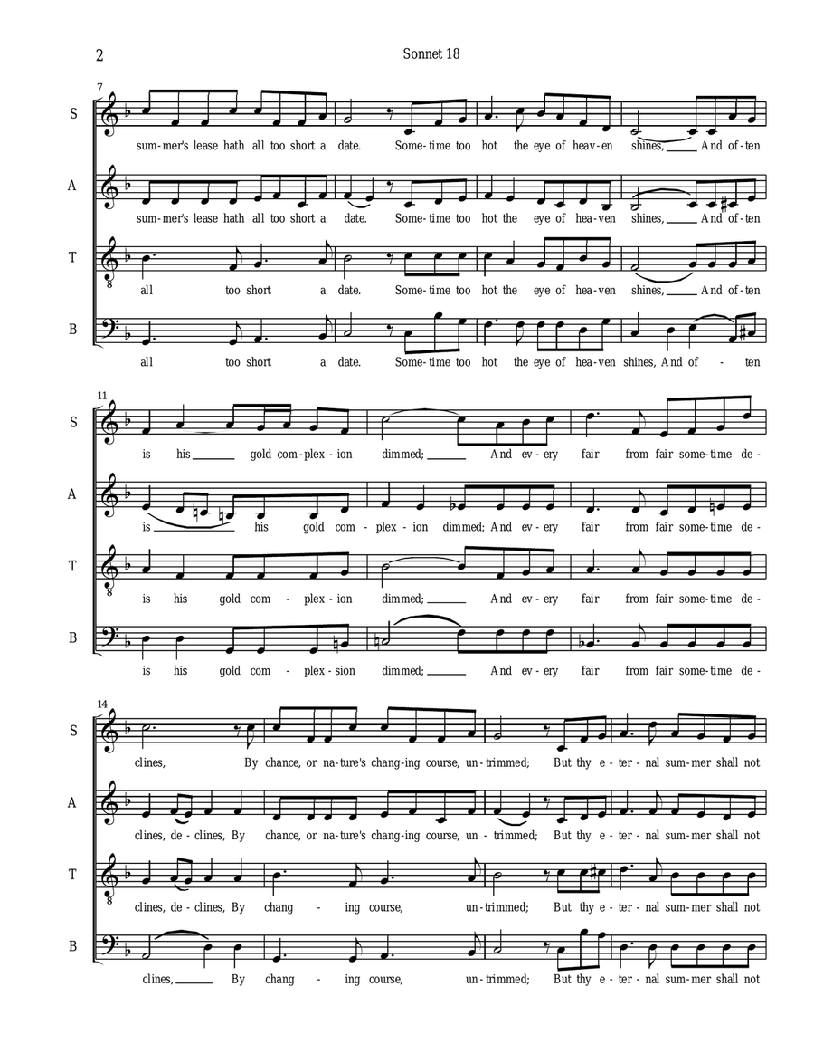 Shall I Compare Thee to a Summer's Day? 4-Part scores gallery preview page 2