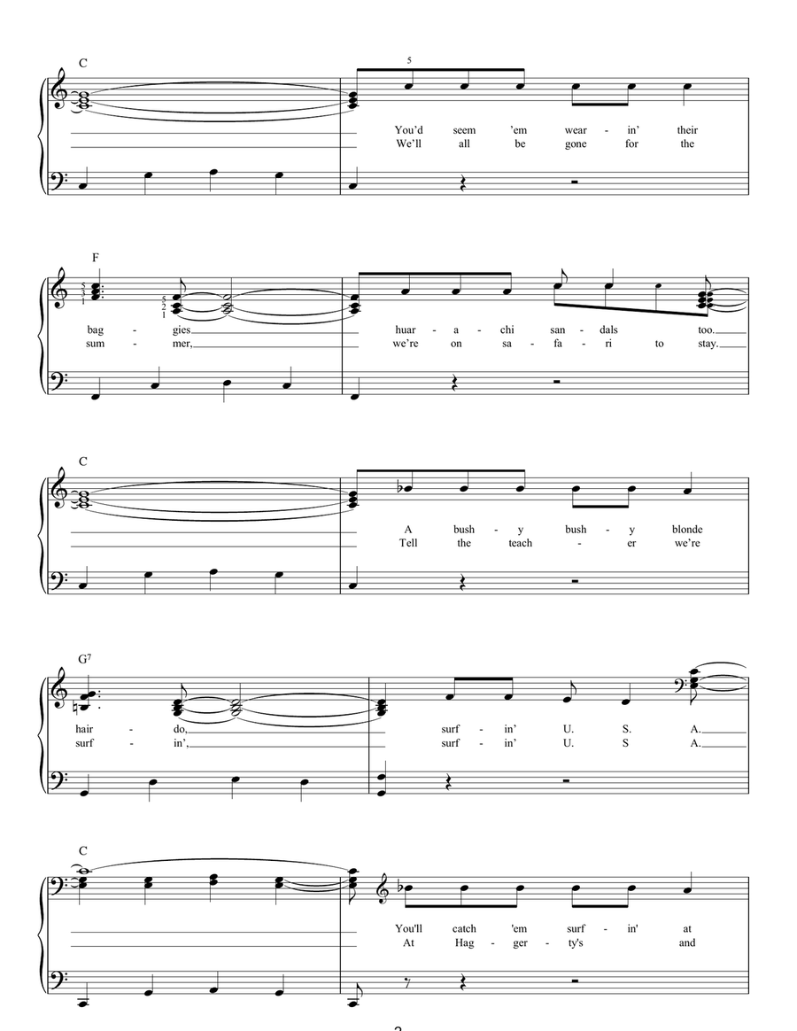 Surfin' U.S.A. Easy Piano scores gallery preview page 2