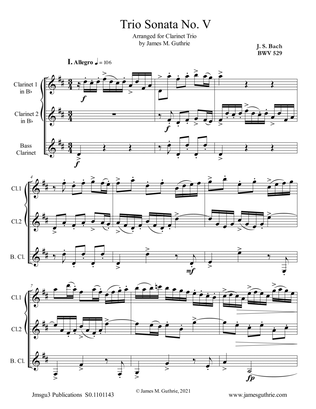 BACH: Trio Sonata No. 5 BWV 529 for Clarinet Trio