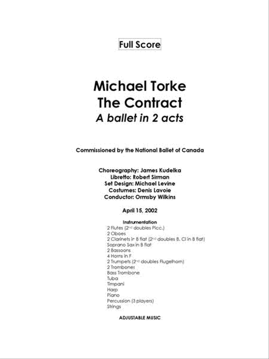 The Contract (score) Full Orchestra scores gallery preview page 1