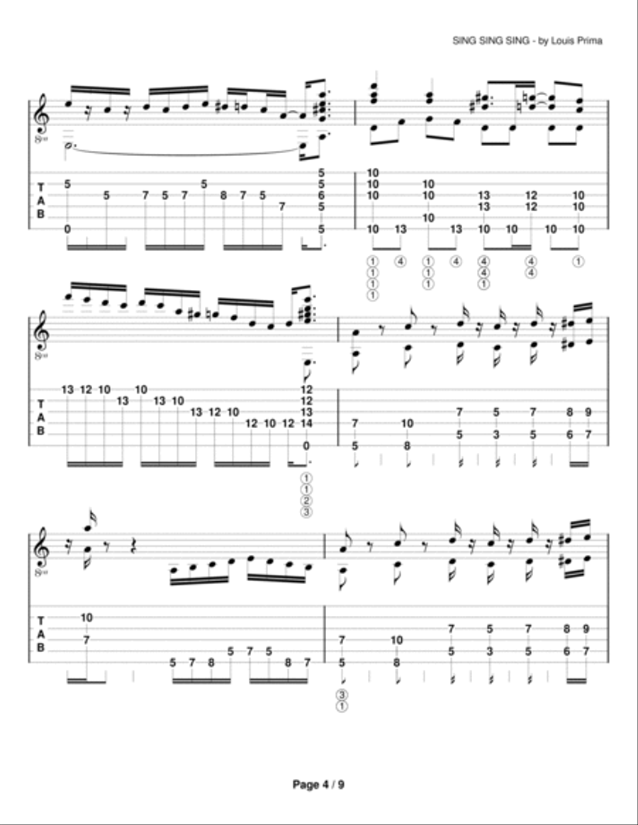Sing, Sing, Sing Sing, Sing, Sing Electric Guitar scores gallery preview page 4