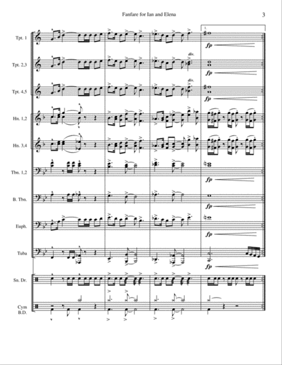 Fanfare for Ian and Elena Brass Ensemble scores gallery preview page 4