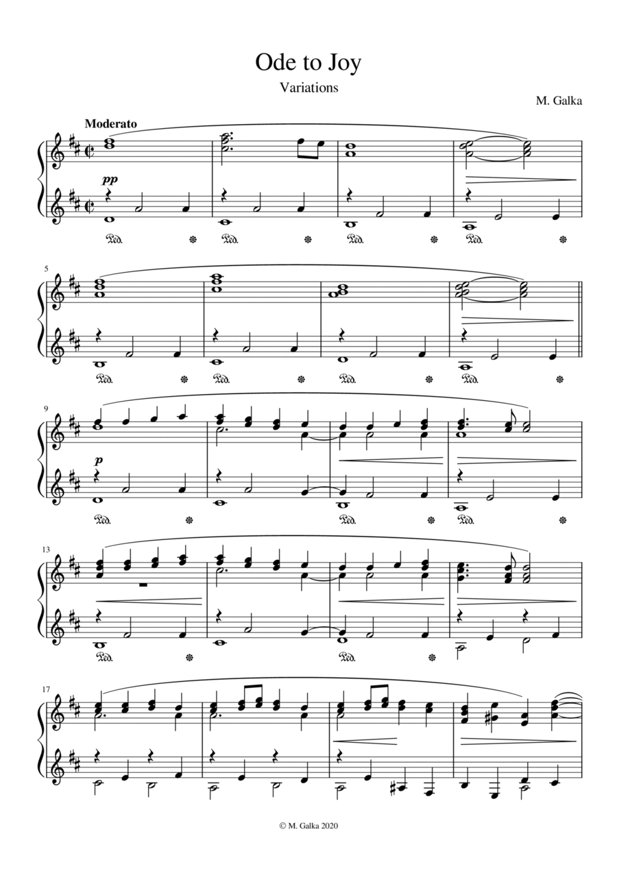 Ode to Joy Piano Variations Piano Solo scores gallery preview page 1