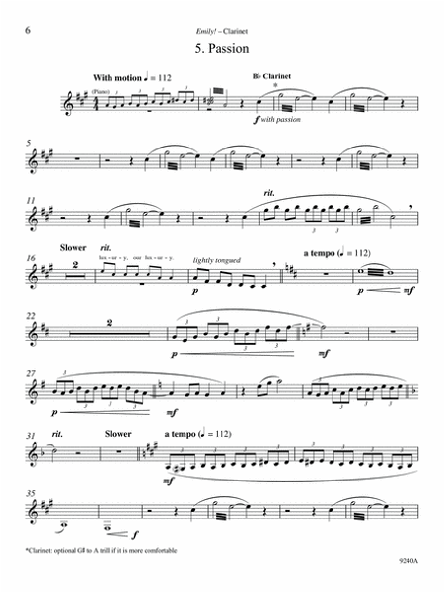 Emily! (from New England) (Downloadable Clarinet Part for Clarinet/Piano Version) Clarinet scores gallery preview page 6