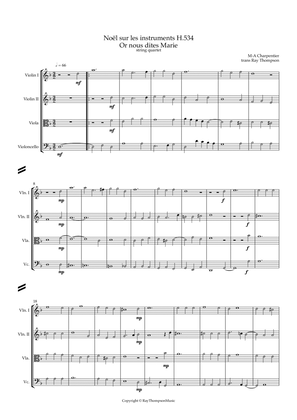 Charpentier: Noëls sur les instruments H 534: Or nous dites Marie - string quartet