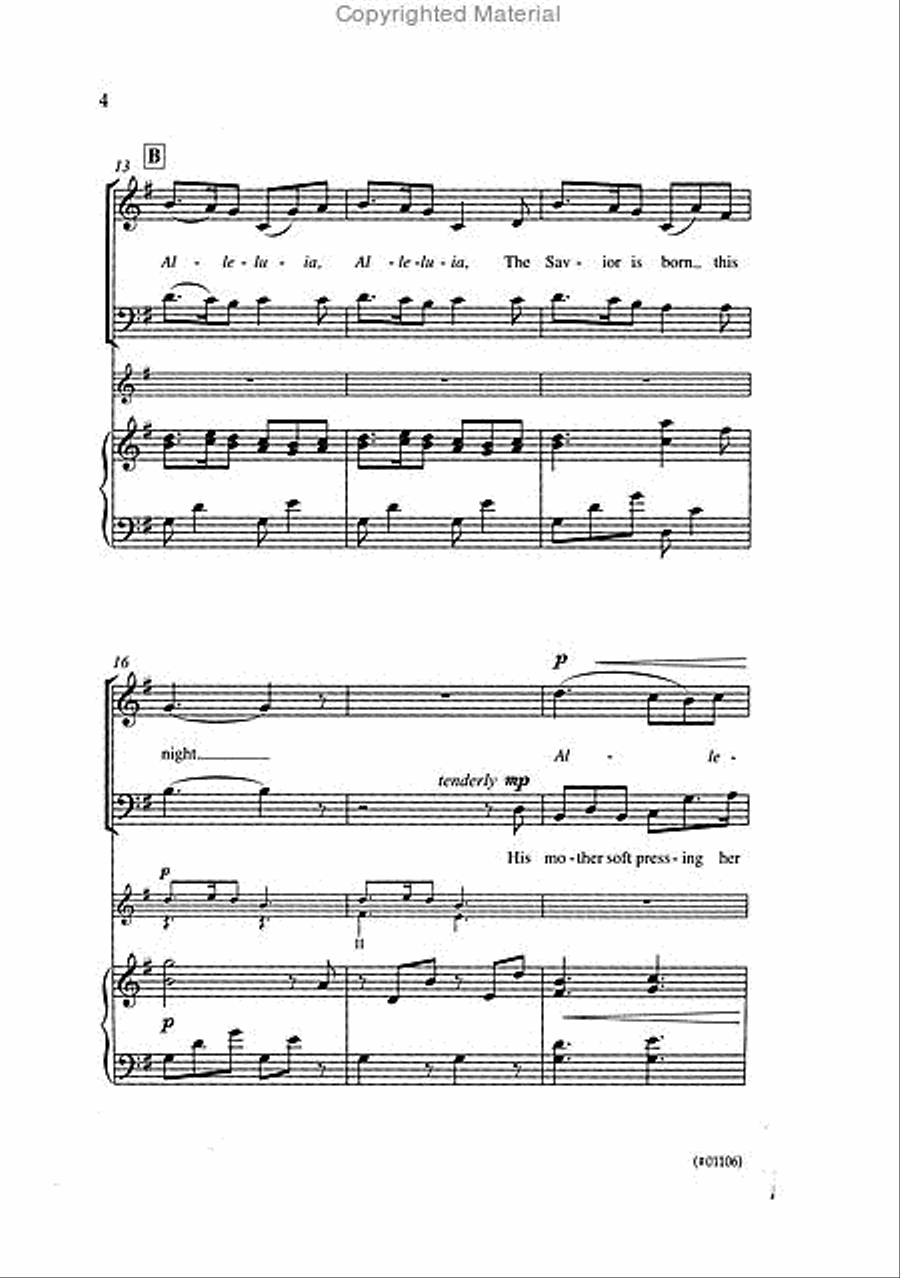 The Savior Is Born This Night - SATB w/ piano and two violins image number null