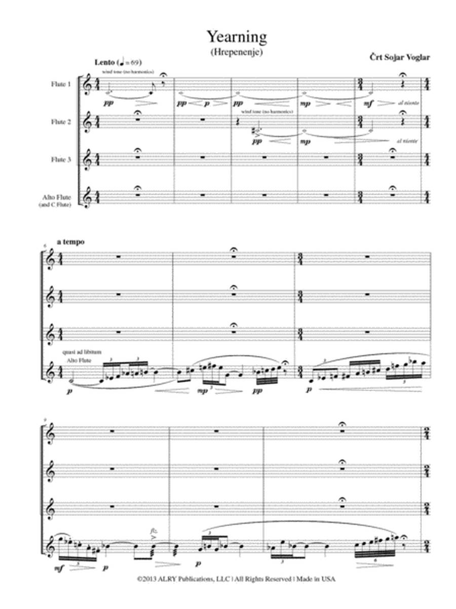 Yearning (Hrepenenje) for Flute Quartet