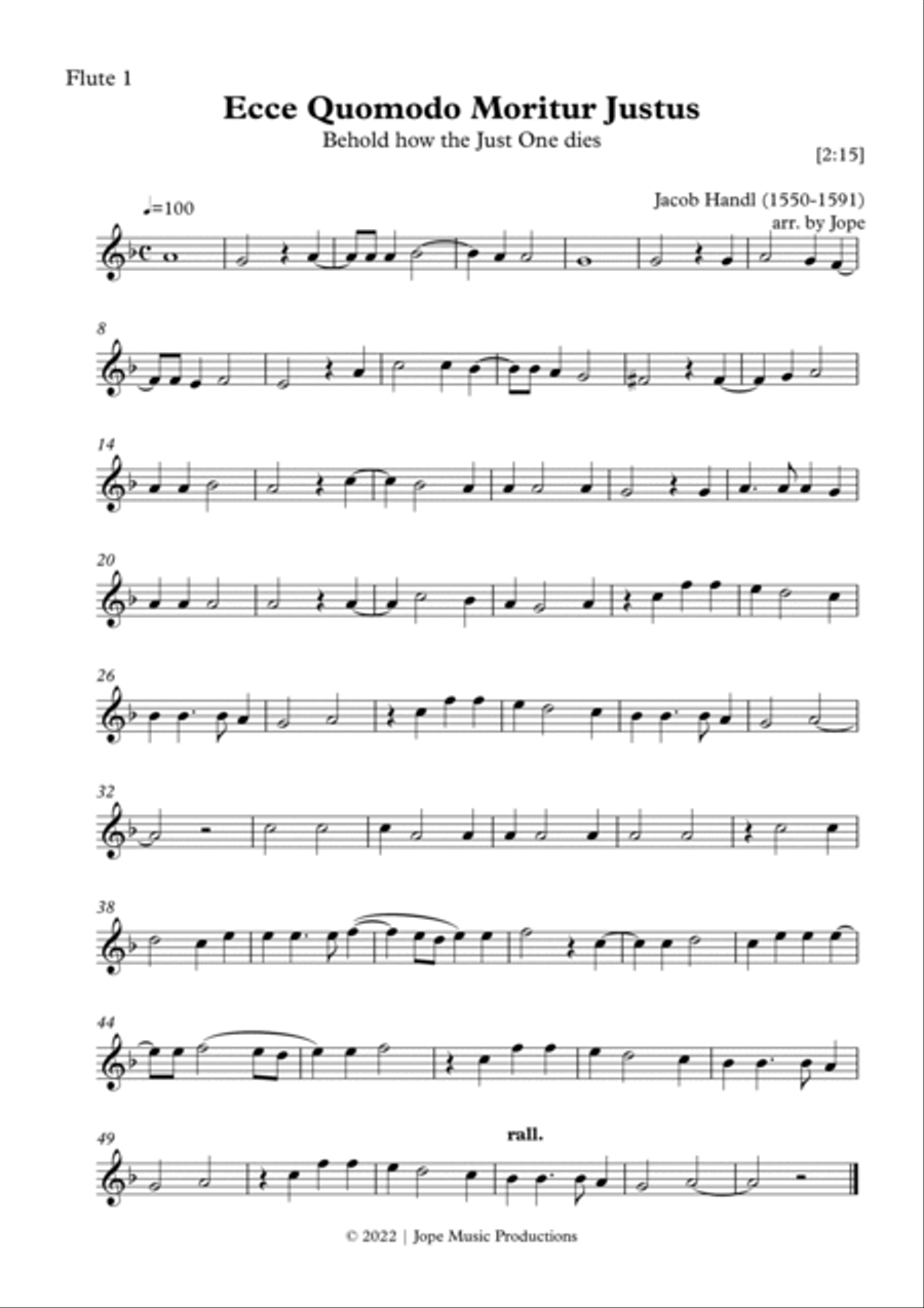 Ecce quomodo moritur justus - Jacob Handl Woodwind Ensemble scores gallery preview page 5