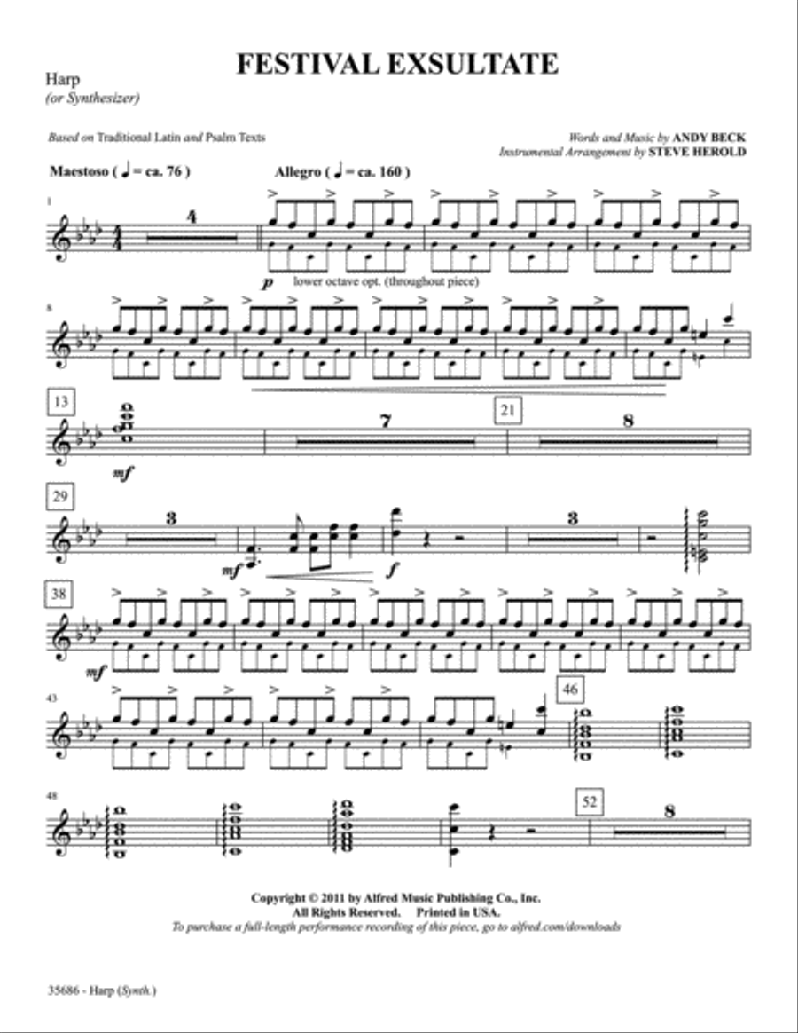 Festival Exsultate: Harp Harp scores gallery preview page 1