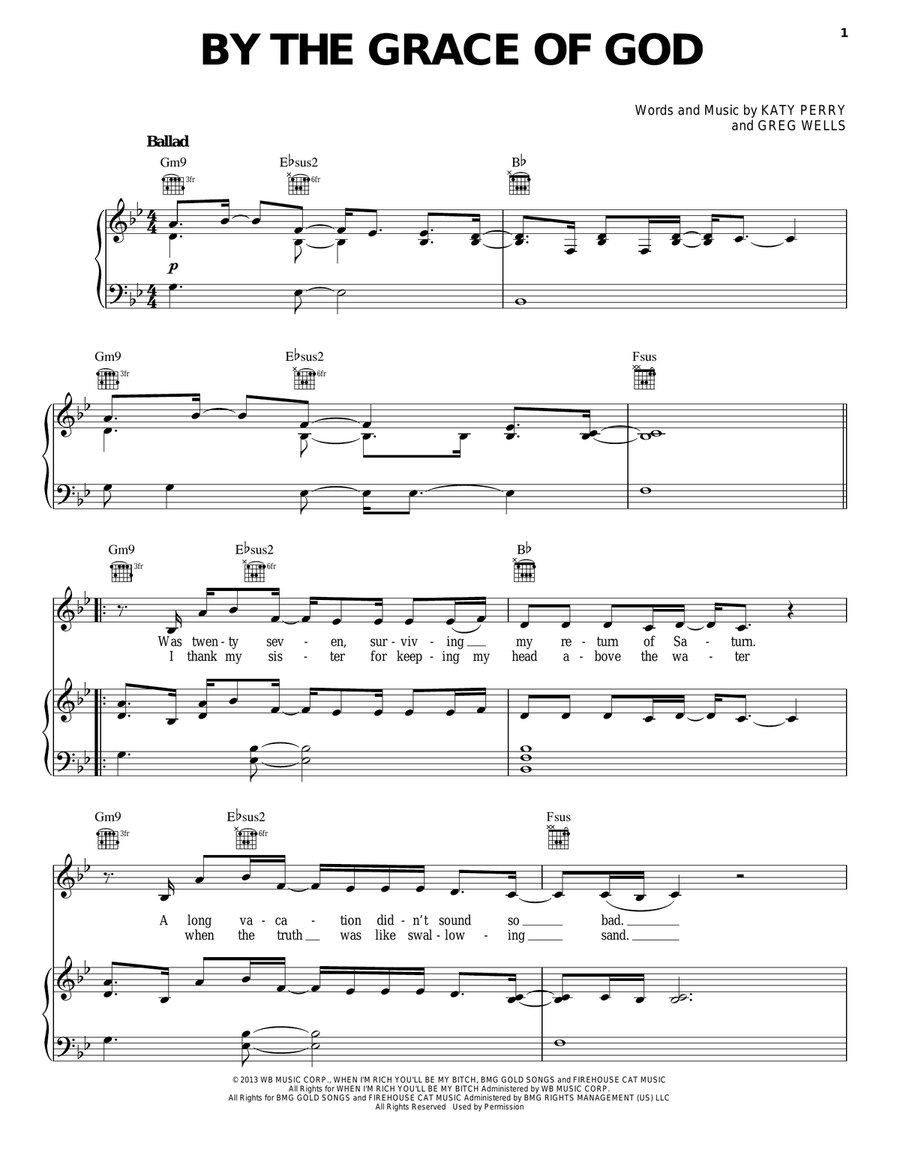 By The Grace Of God Piano, Vocal, Guitar scores gallery preview page 1