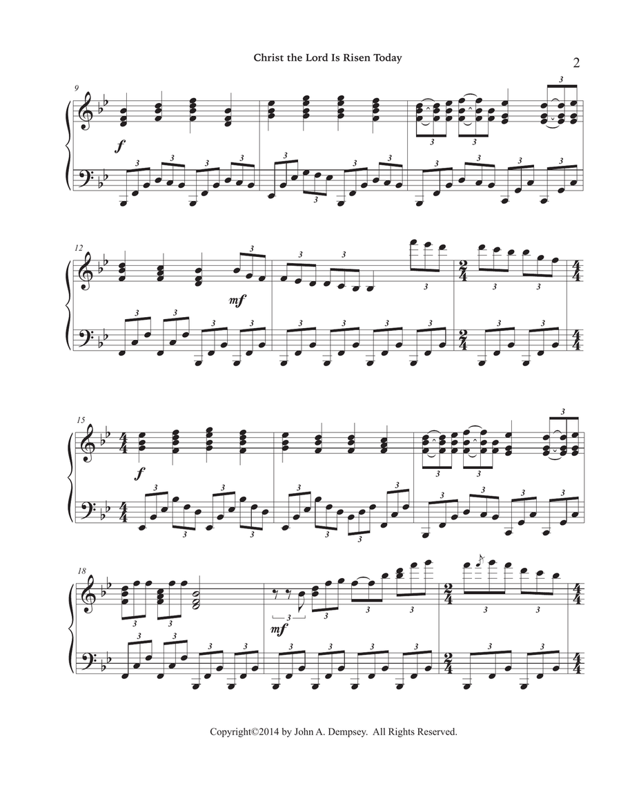 Christ the Lord is Risen Today (Piano Solo in Bb Major) Piano Solo scores gallery preview page 5