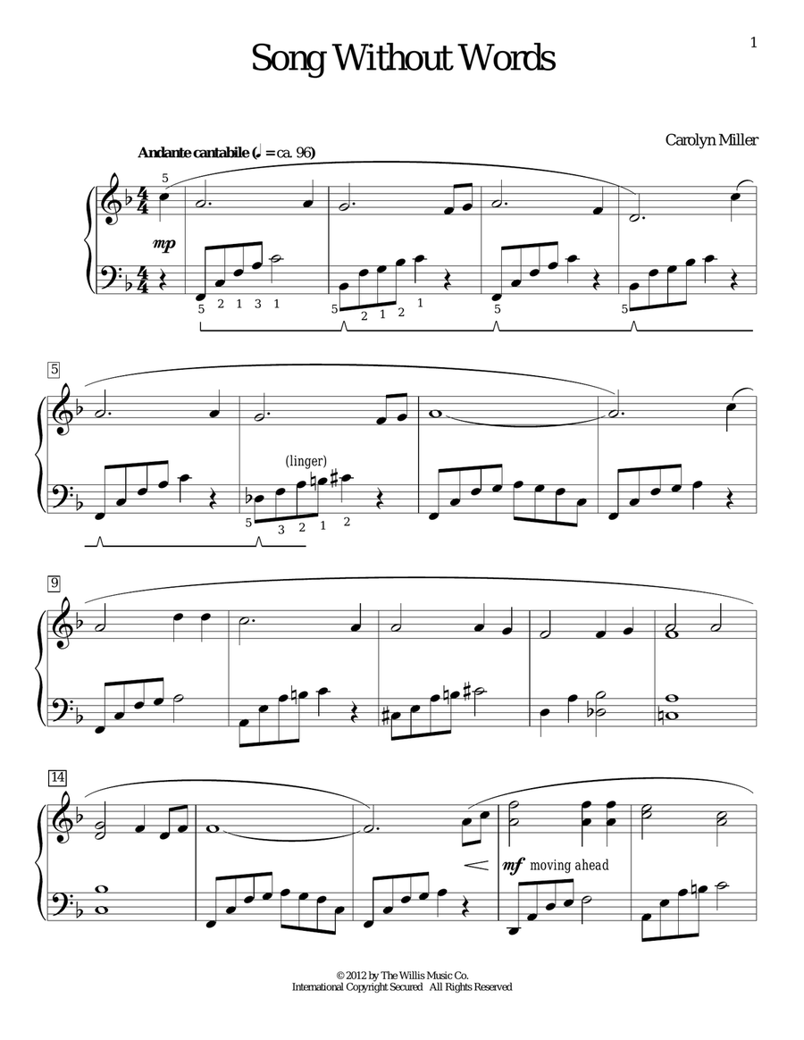 Song Without Words Song Without Words Piano Method scores gallery preview page 1