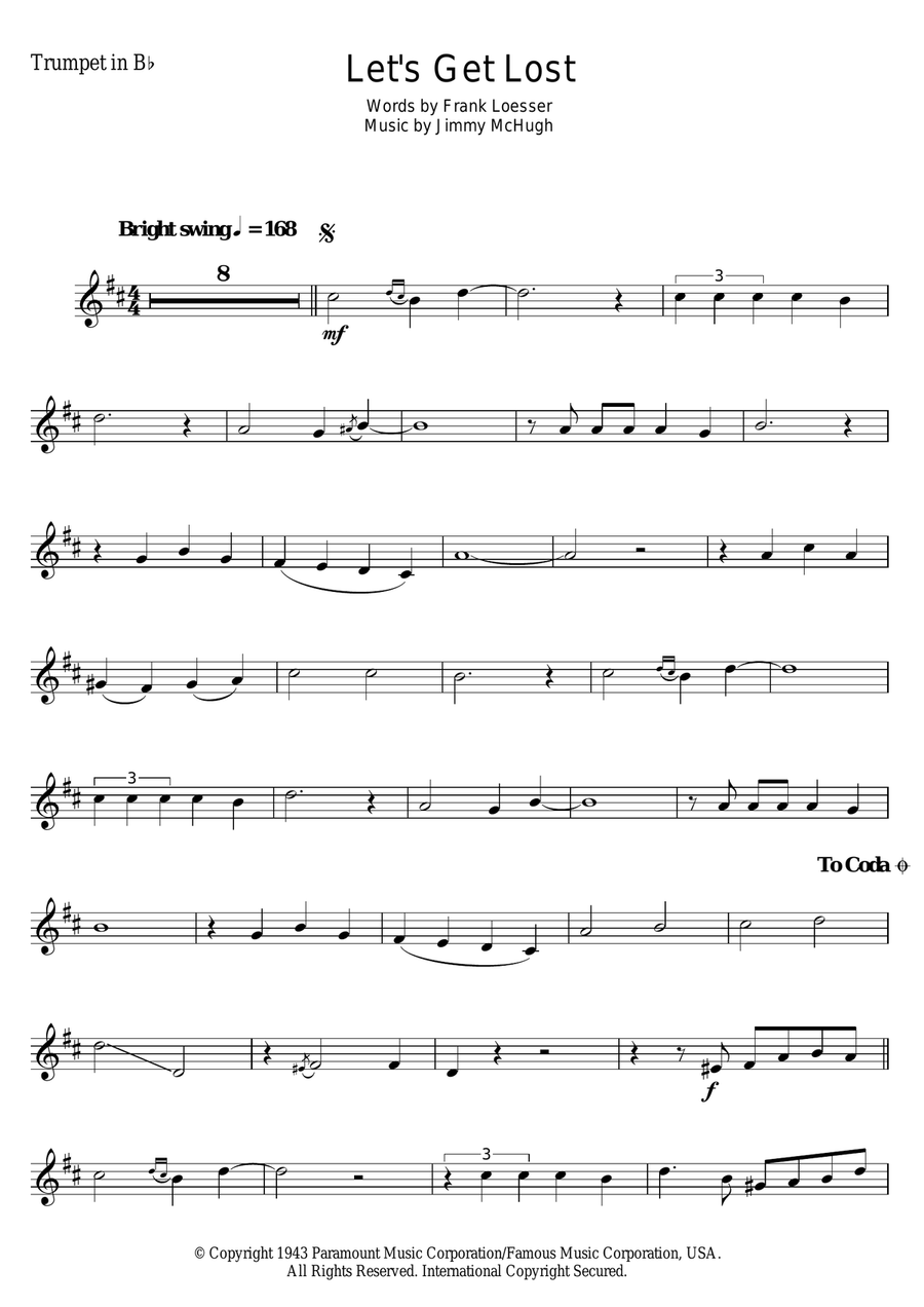 Let's Get Lost Trumpet Solo scores gallery preview page 1