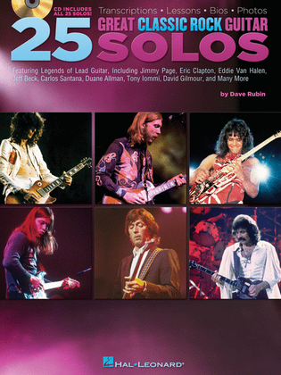 Book cover for 25 Great Classic Rock Guitar Solos