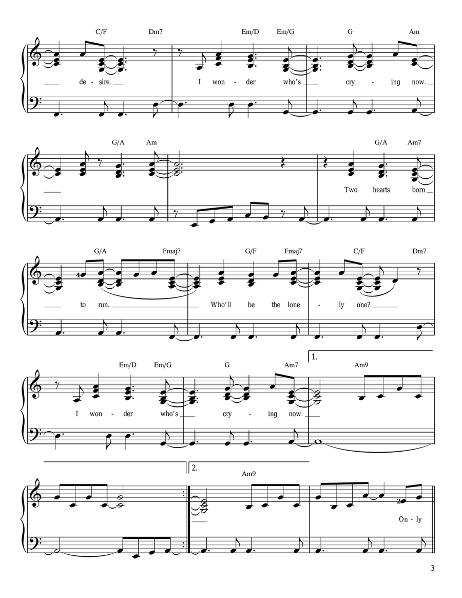 Who's Crying Now Easy Piano scores gallery preview page 3