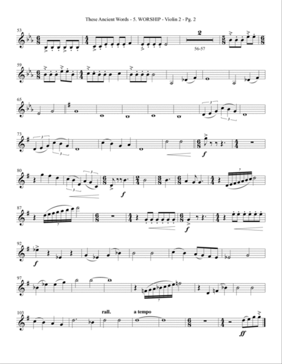 These Ancient Words - Violin 2 Choir scores gallery preview page 11