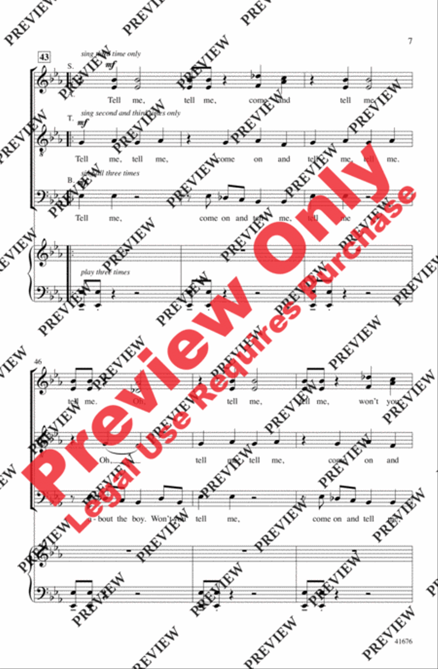Tell Me, Tell Me! Tell Me, Tell Me! 4-Part scores gallery preview page 7