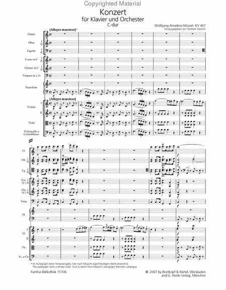 Piano Concerto [No. 21] in C major K. 467