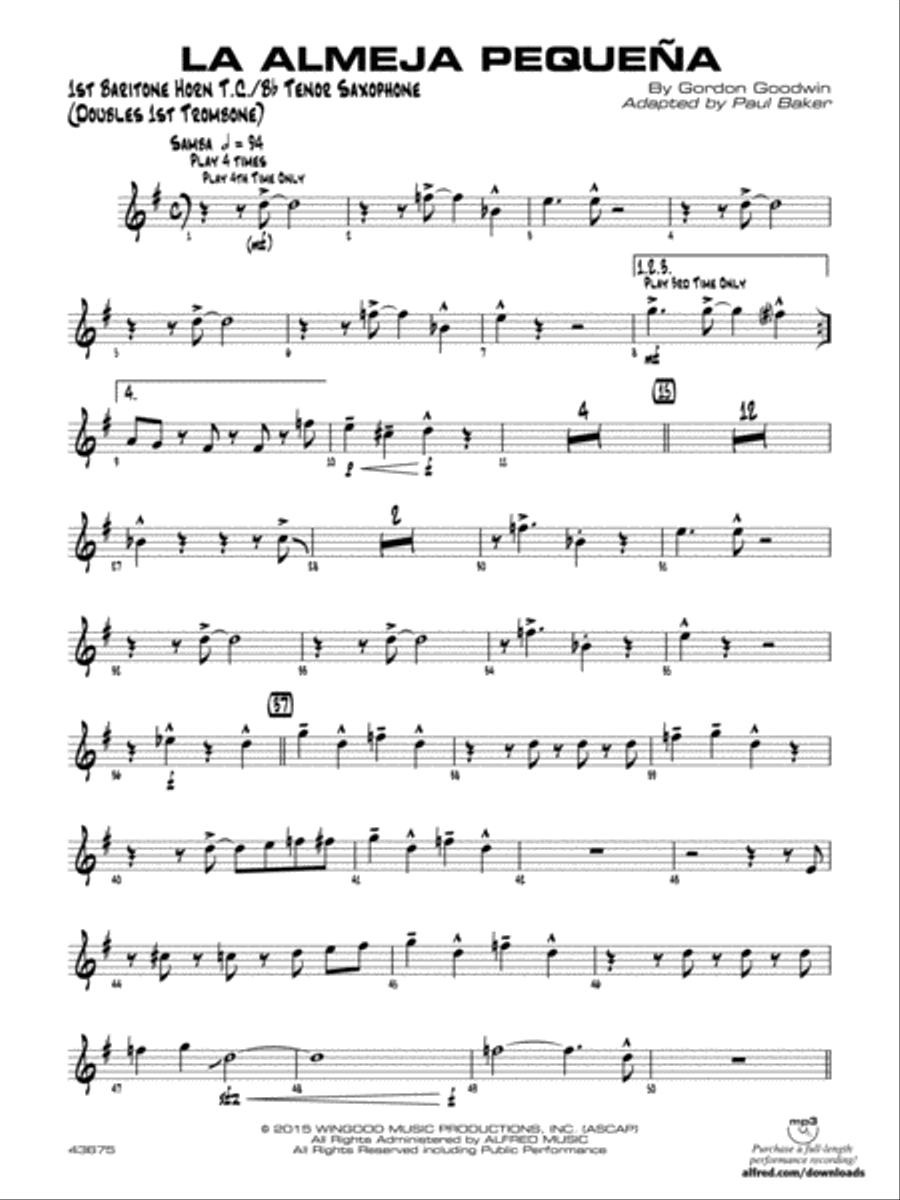 La Almeja Pequena: Baritone T.C. Jazz Ensemble scores gallery preview page 1