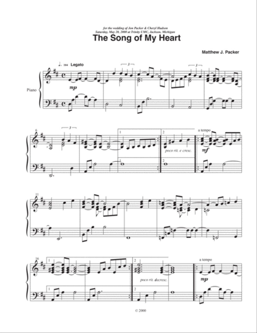 The Song of My Heart Piano Solo scores gallery preview page 1