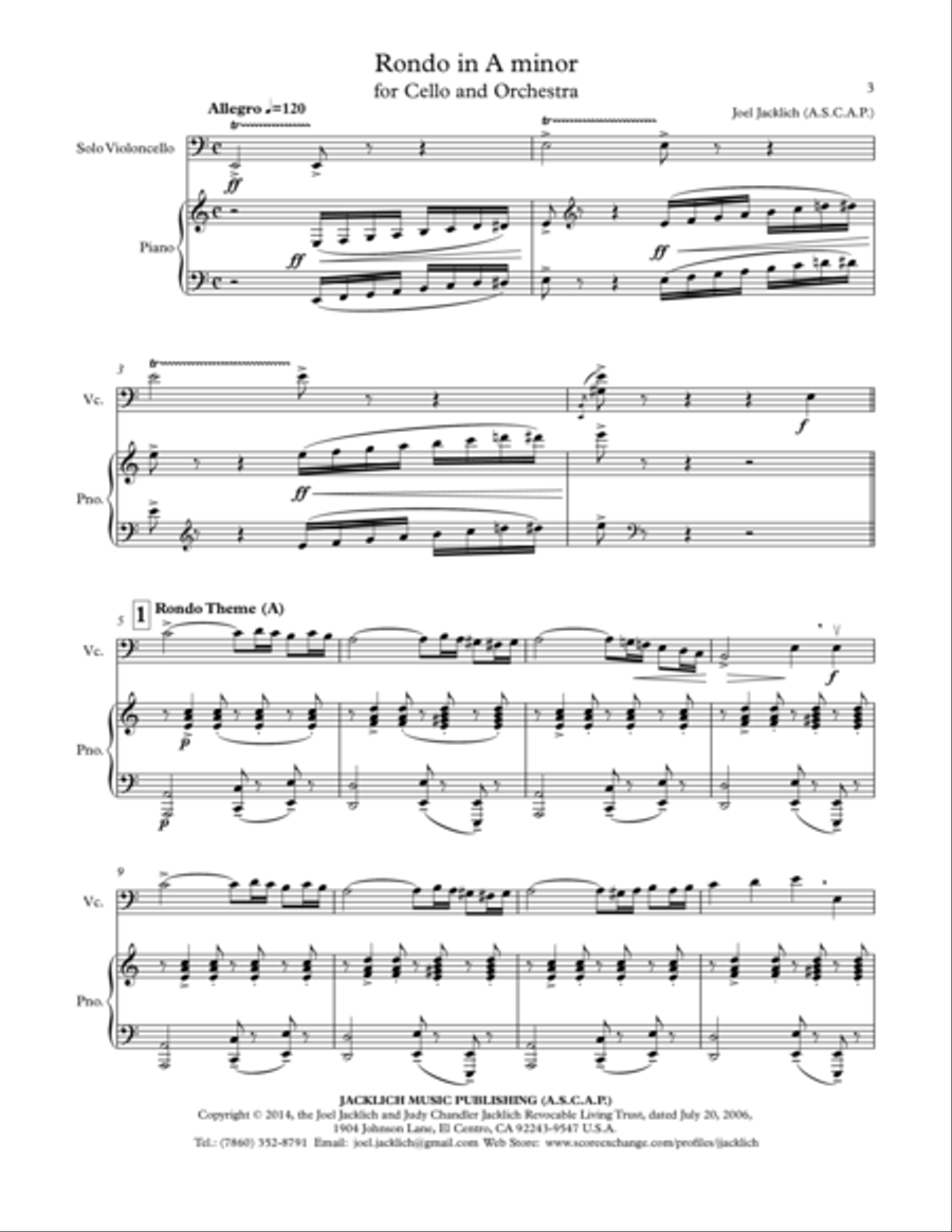 Rondo in A minor for Cello and Orchestra (Cello and Piano Reduction) Piano scores gallery preview page 3