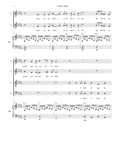 O Holy Night (Vocal Quartet - (SATB) - High/Medium Key) image number null