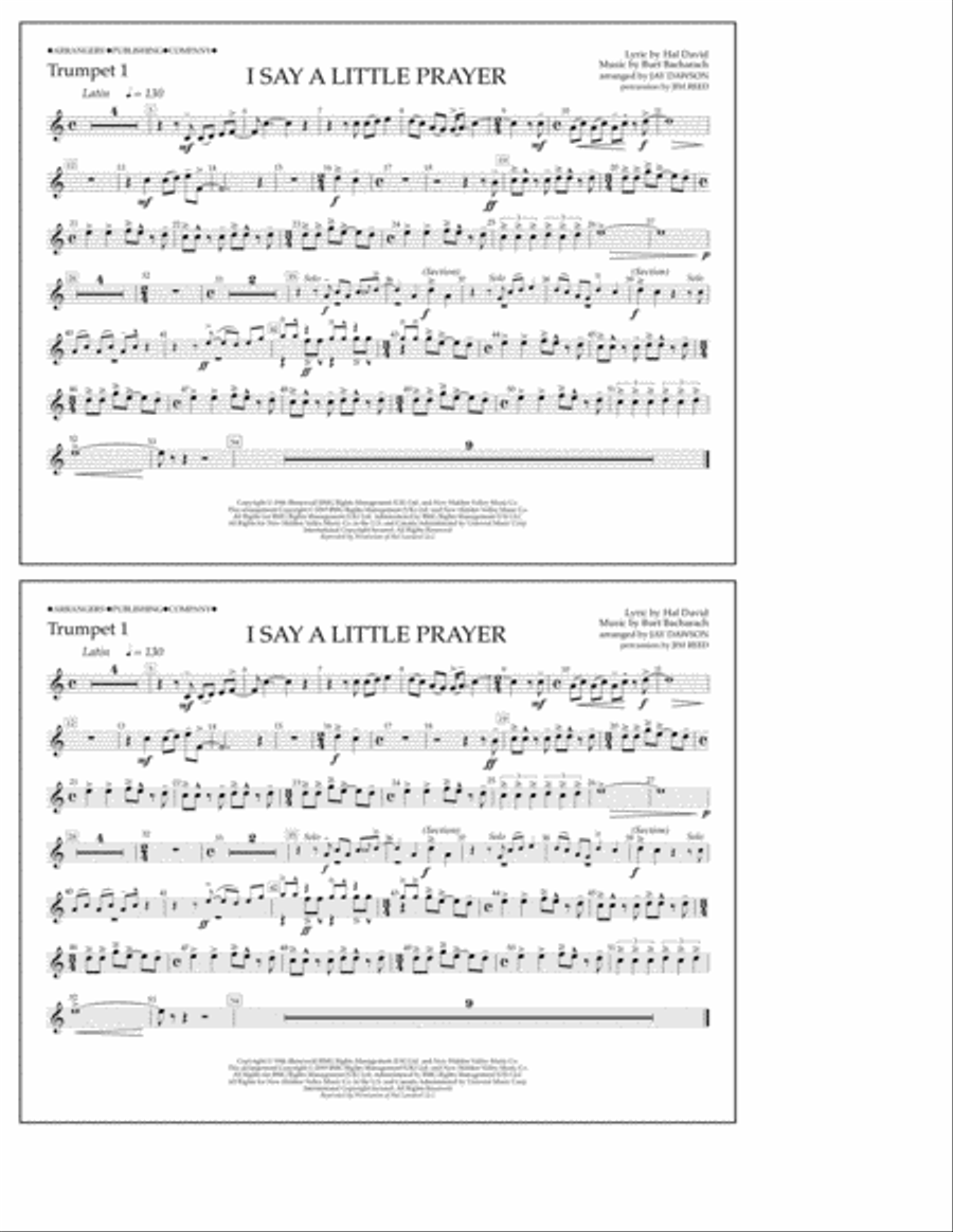 I Say a Little Prayer (arr. Jay Dawson) - Trumpet 1 Marching Band scores gallery preview page 1