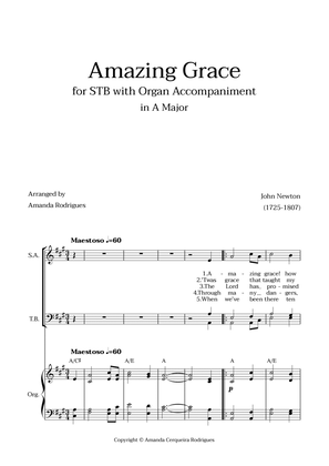 Amazing Grace in A Major - Soprano, Tenor and Bass with Organ Accompaniment and Chords