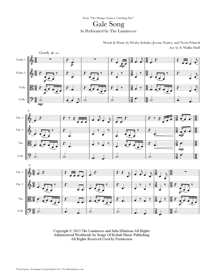 Gale Song String Quartet scores gallery preview page 1