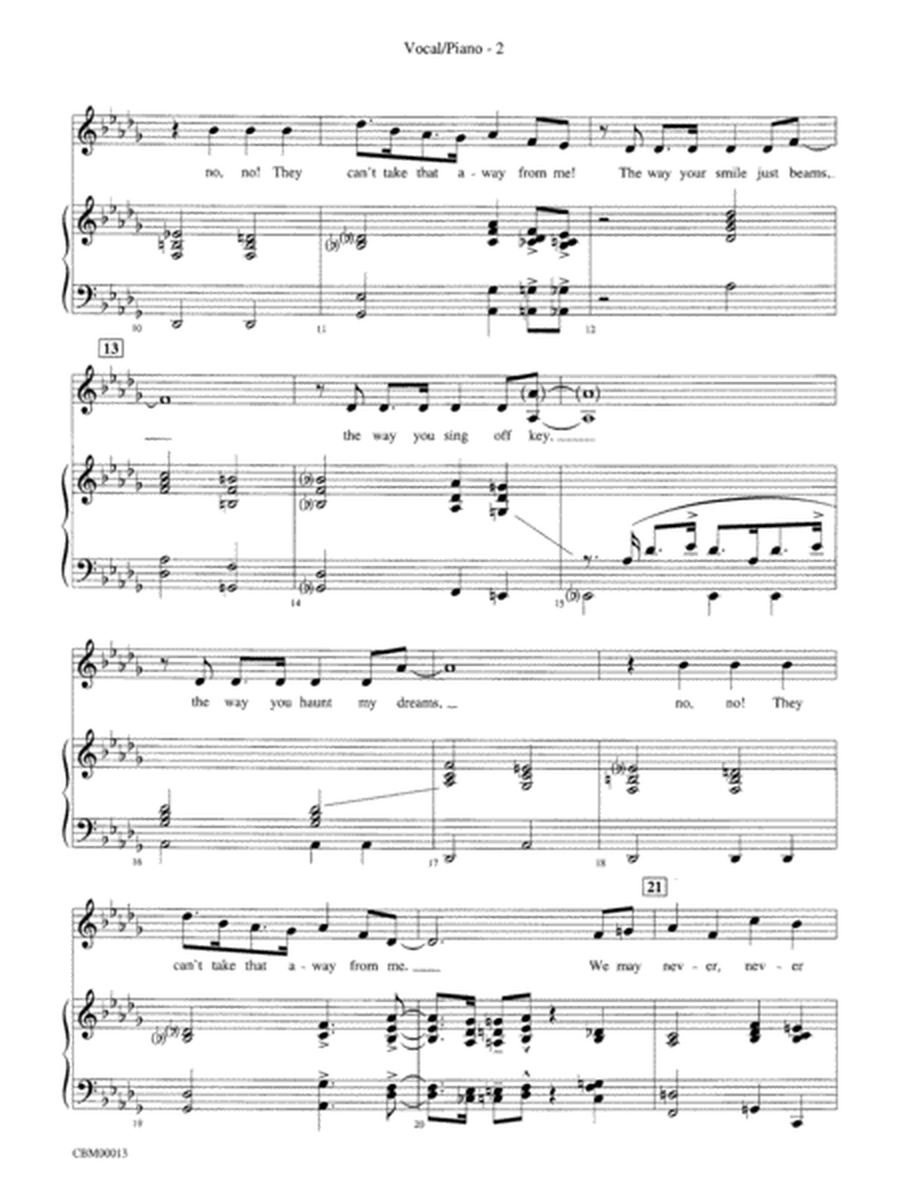 They Can't Take That Away from Me: Vocal/Piano Score