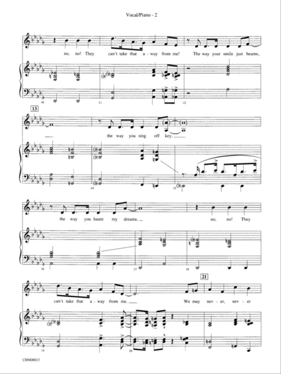 They Can't Take That Away from Me: Vocal/Piano Score