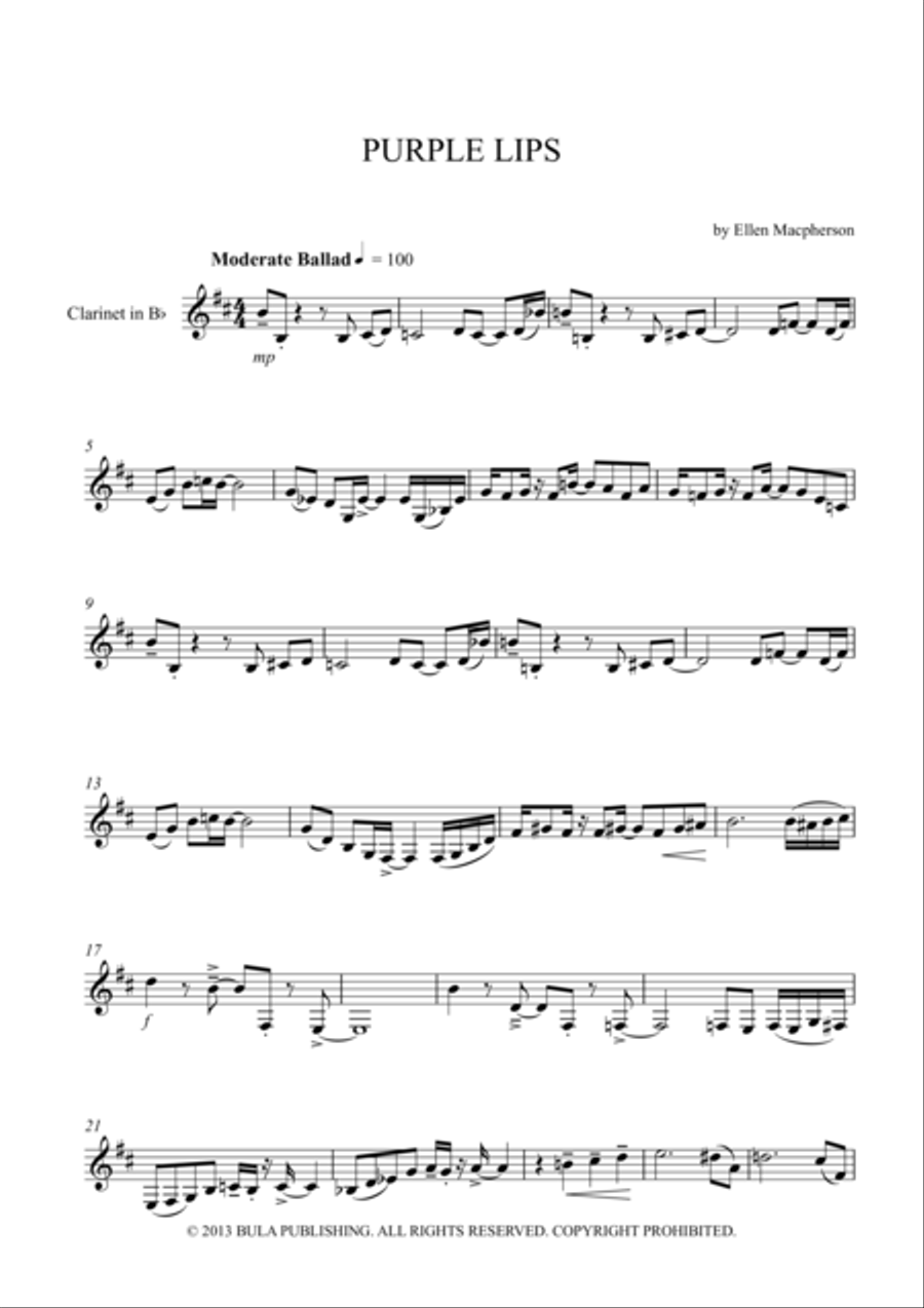 Purple Lips - Clarinet Solo Clarinet Solo scores gallery preview page 1