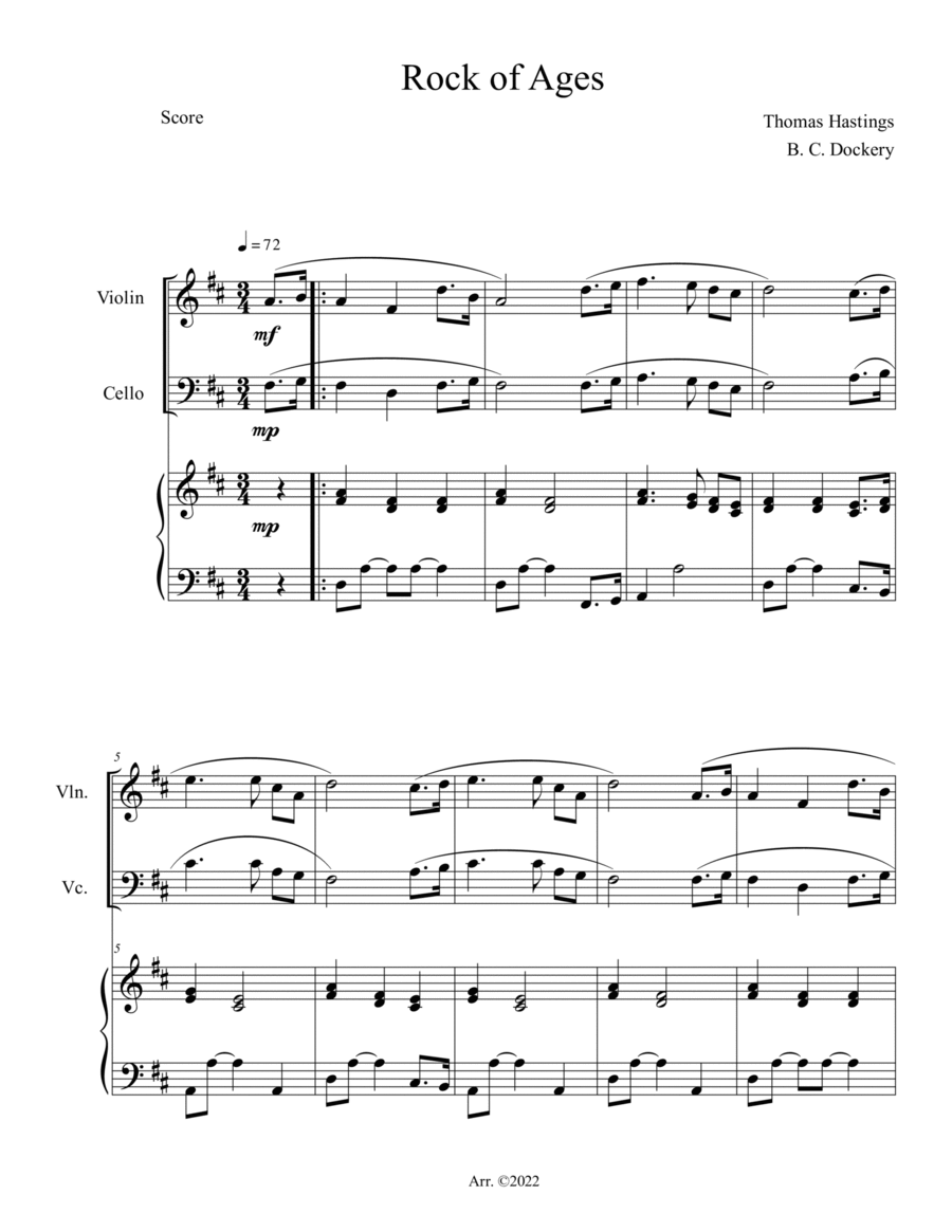 Rock of Ages (Violin and Cello Duet with Piano Accompaniment) Piano Trio scores gallery preview page 1