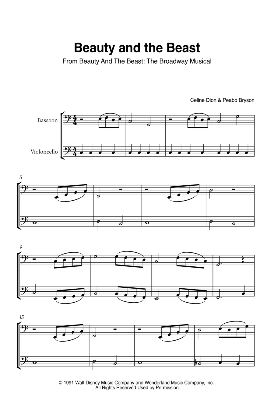 Beauty And The Beast Beauty And The Beast Bassoon scores gallery preview page 1