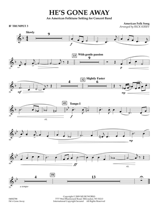 He's Gone Away (An American Folktune Setting for Concert Band) - Bb Trumpet 3