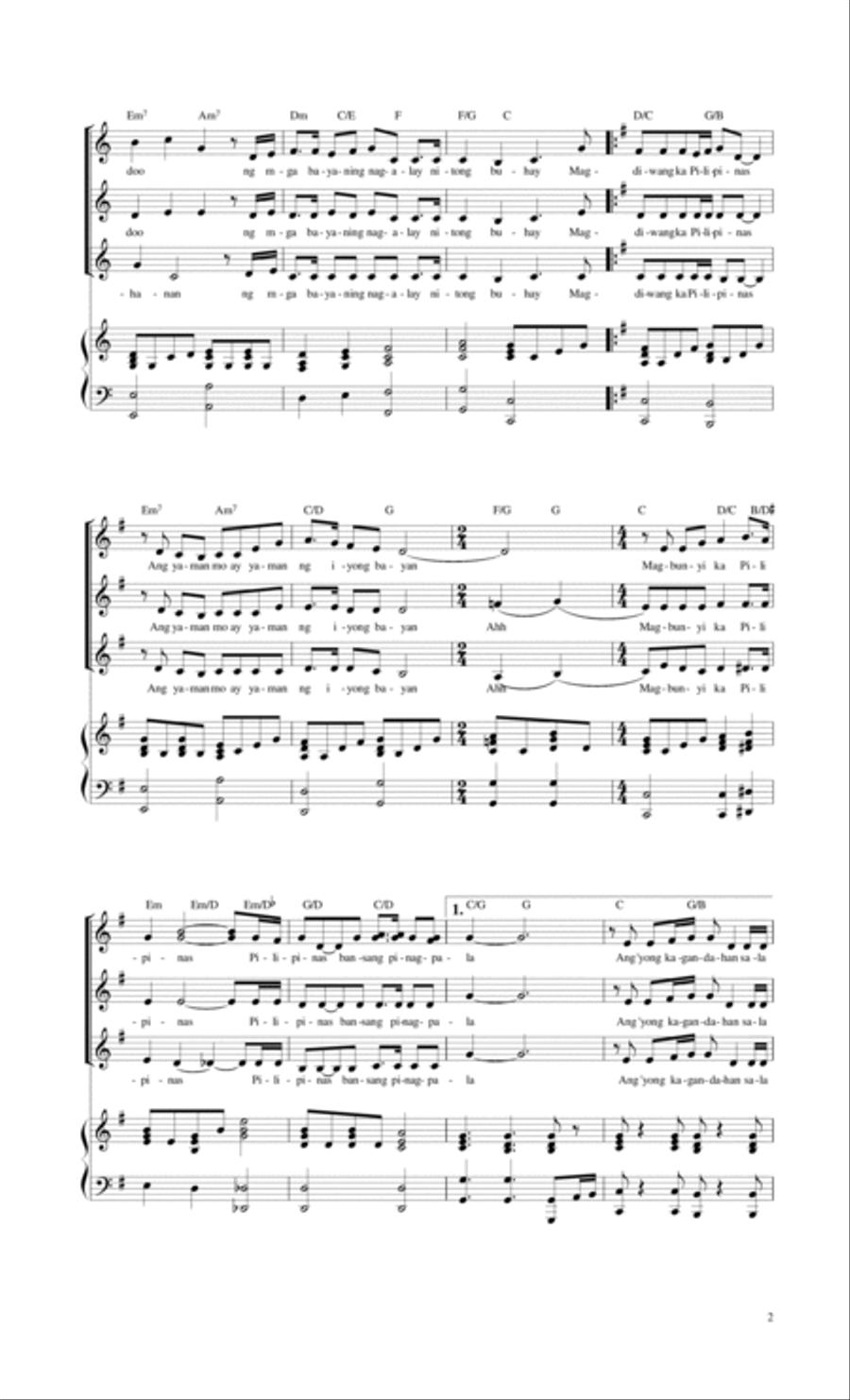 Pilipinas Bansang Pinagpala Choir scores gallery preview page 2