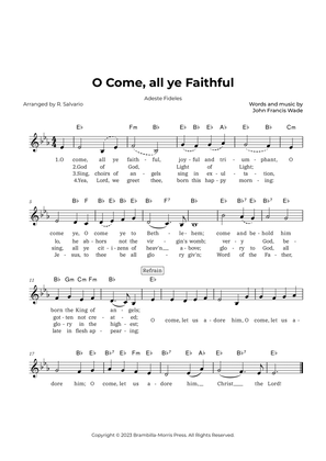 O Come, all ye Faithful - Adeste Fideles (Key of E-Flat Major)