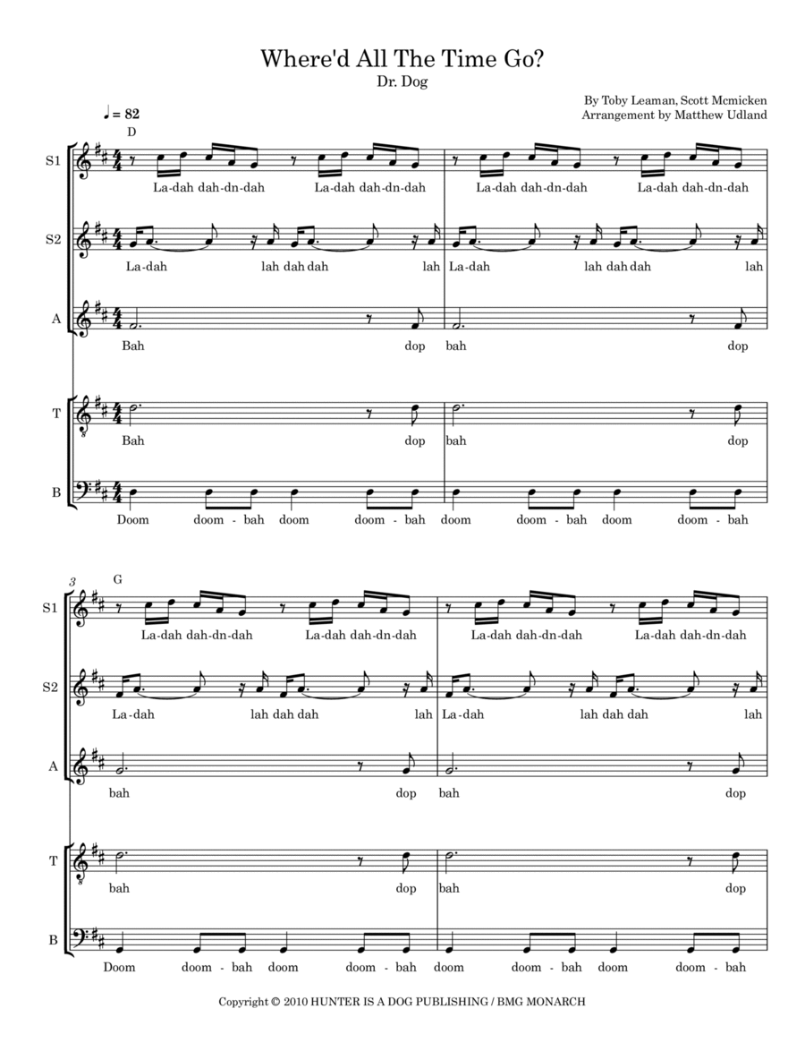 Where'd All The Time Go? 4-Part scores gallery preview page 1
