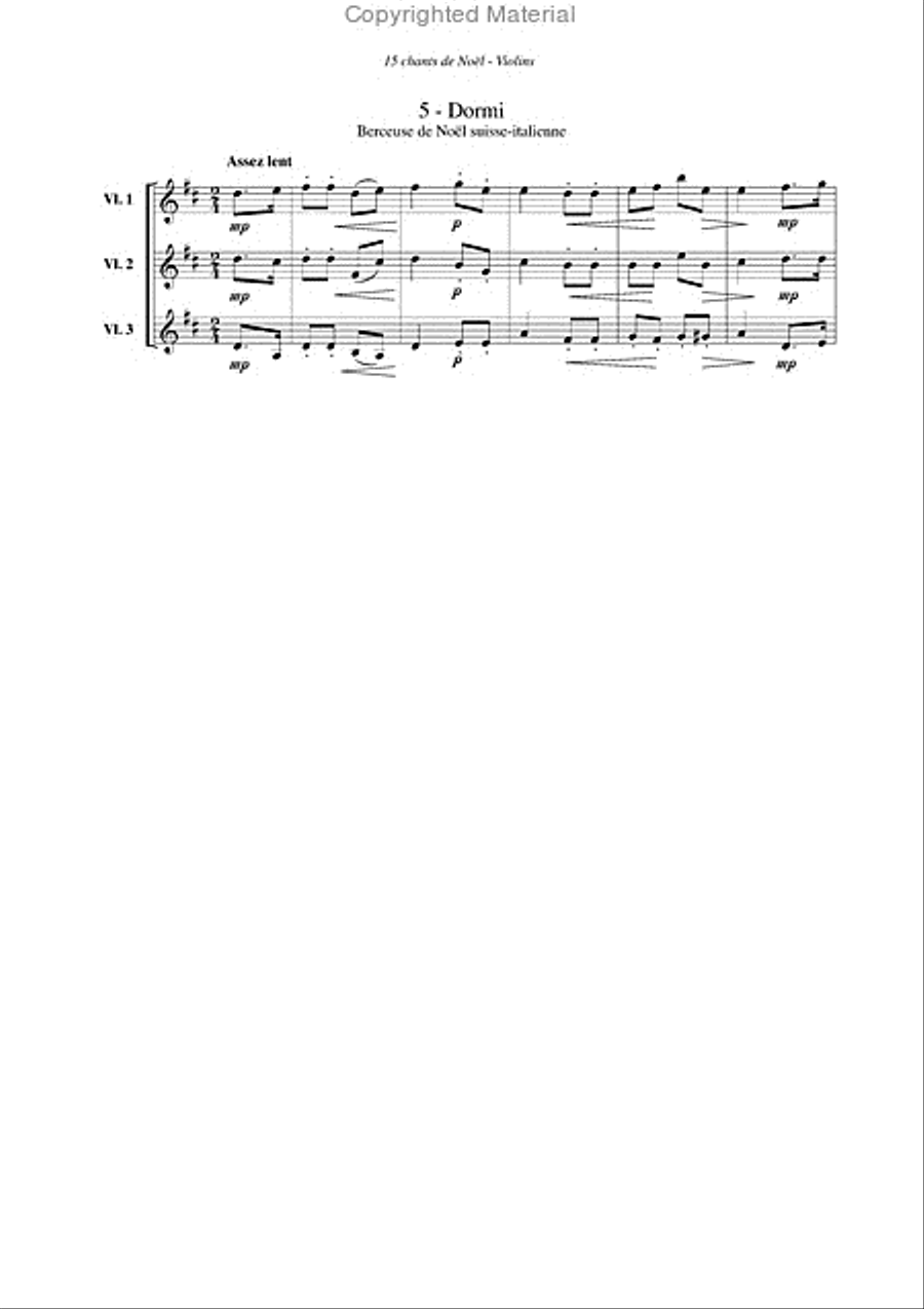 Chants de Noël (15), pour violon Violin scores gallery preview page 6
