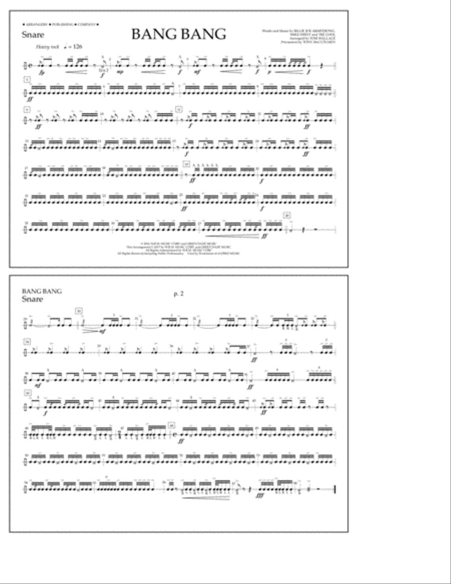 Bang Bang - Snare Bang Bang - Snare Marching Band scores gallery preview page 1