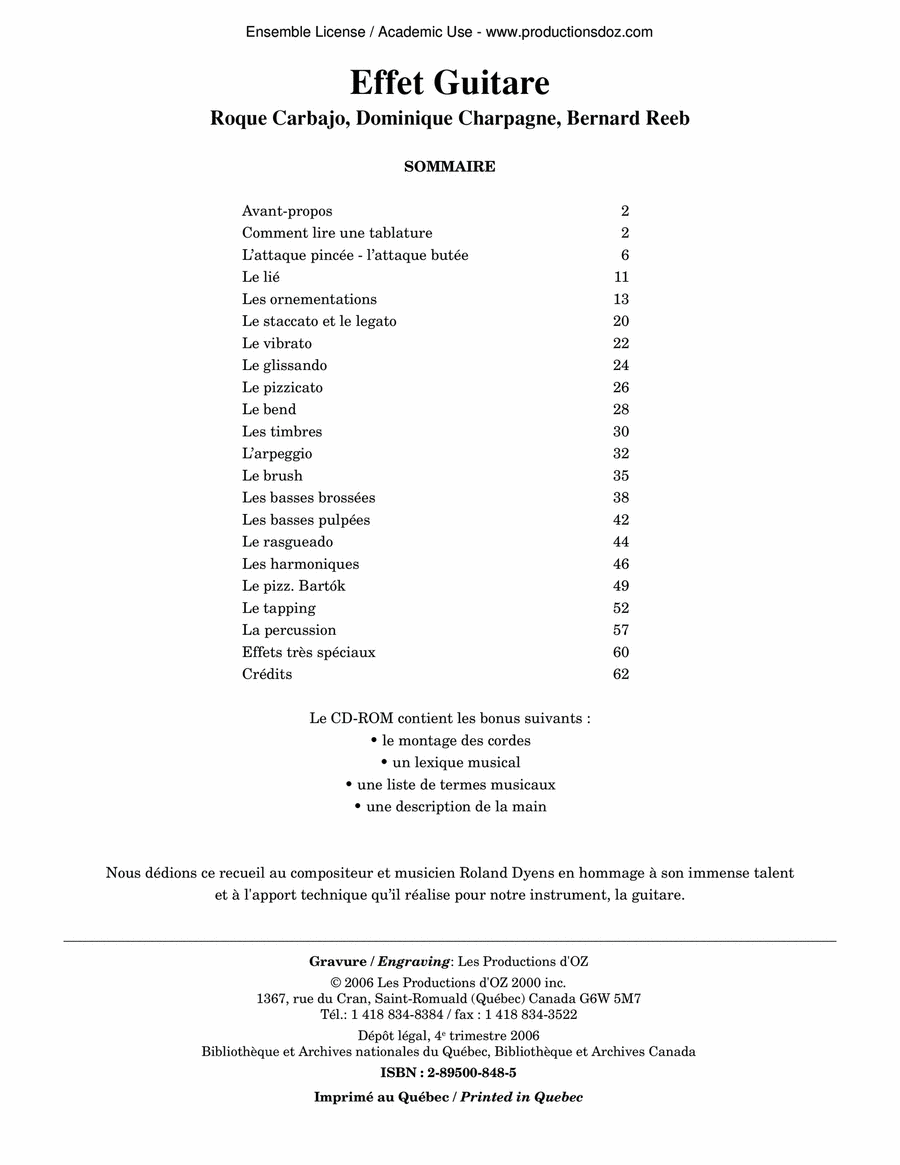 Effet Guitare Classical Guitar scores gallery preview page 1
