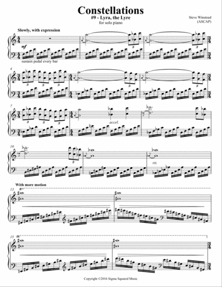 Constellations: #9 - Lyra, The Lyre Piano Solo scores gallery preview page 2