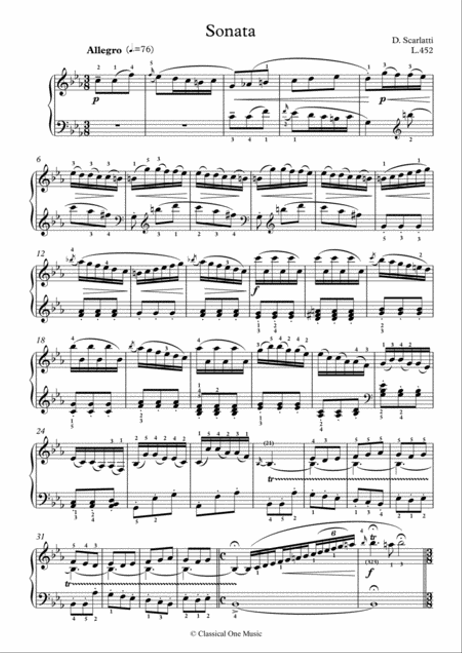 Scarlatti-Sonata in c-minor L.452 K.116(piano) Piano Solo scores gallery preview page 2
