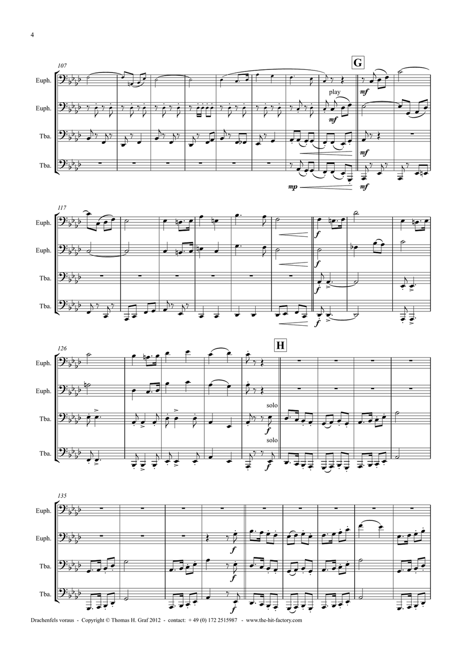 Drachenfels voraus! - German March - Oktoberfest - Low Brass Quartet/Tuba Quartet Brass Quartet scores gallery preview page 4