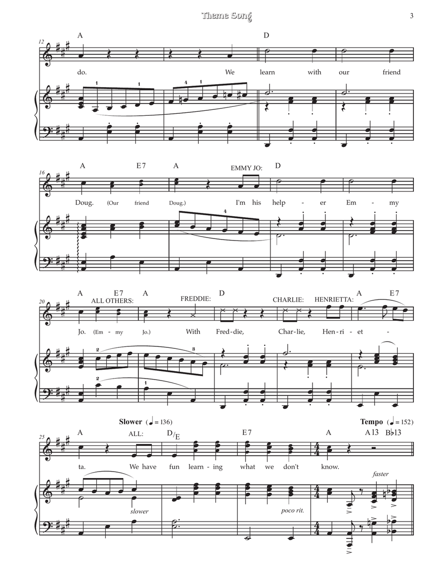 New Zoo Revue Theme Song Piano, Vocal, Guitar scores gallery preview page 3