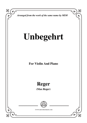 Book cover for Reger-Unbegehrt,for Violin and Piano